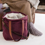 waxed canvas crossbody tote - book - Image 4