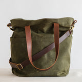 waxed canvas crossbody tote - book - Image 4